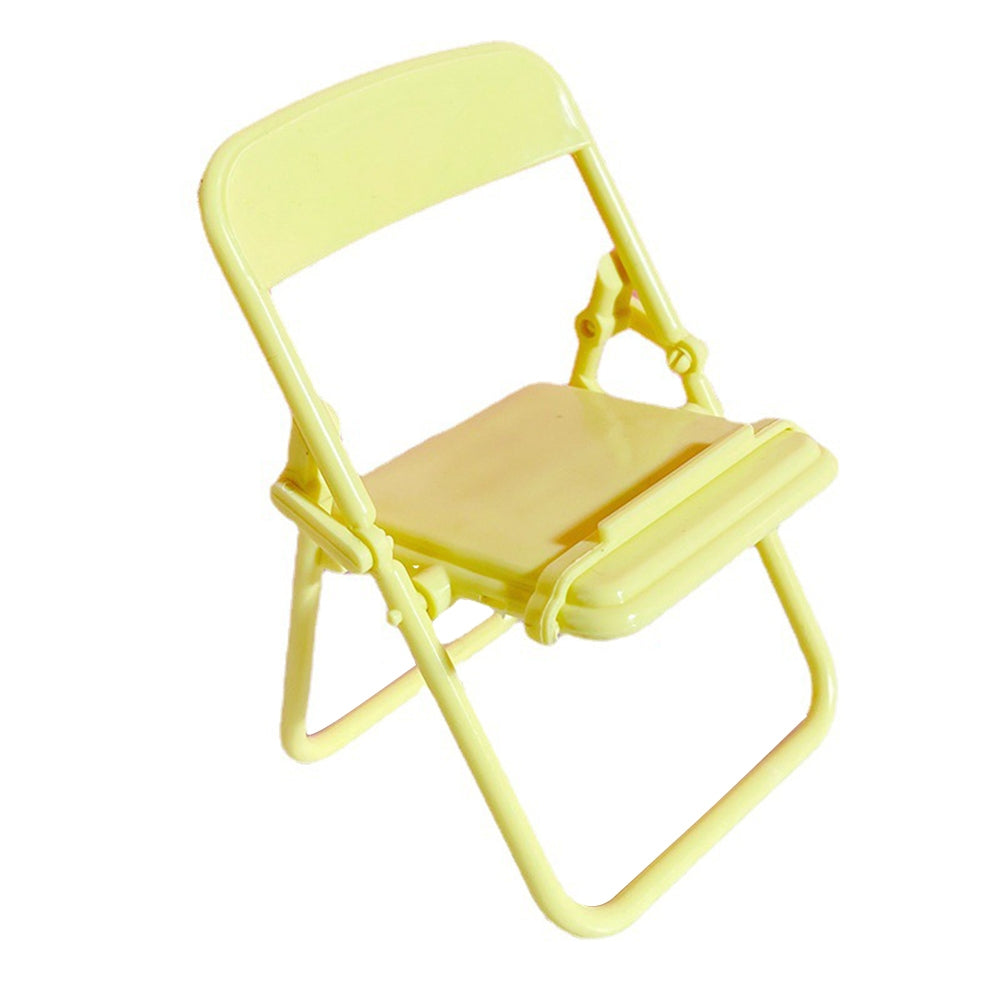 Mini Chair Shape Mobile Phone Stand Portable Cute Colorful Adjustable Folding Stool Lazy Phone Desktop Holder yellow