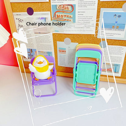 Mini Chair Shape Mobile Phone Stand Portable Cute Colorful Adjustable Folding Stool Lazy Phone Desktop Holder yellow