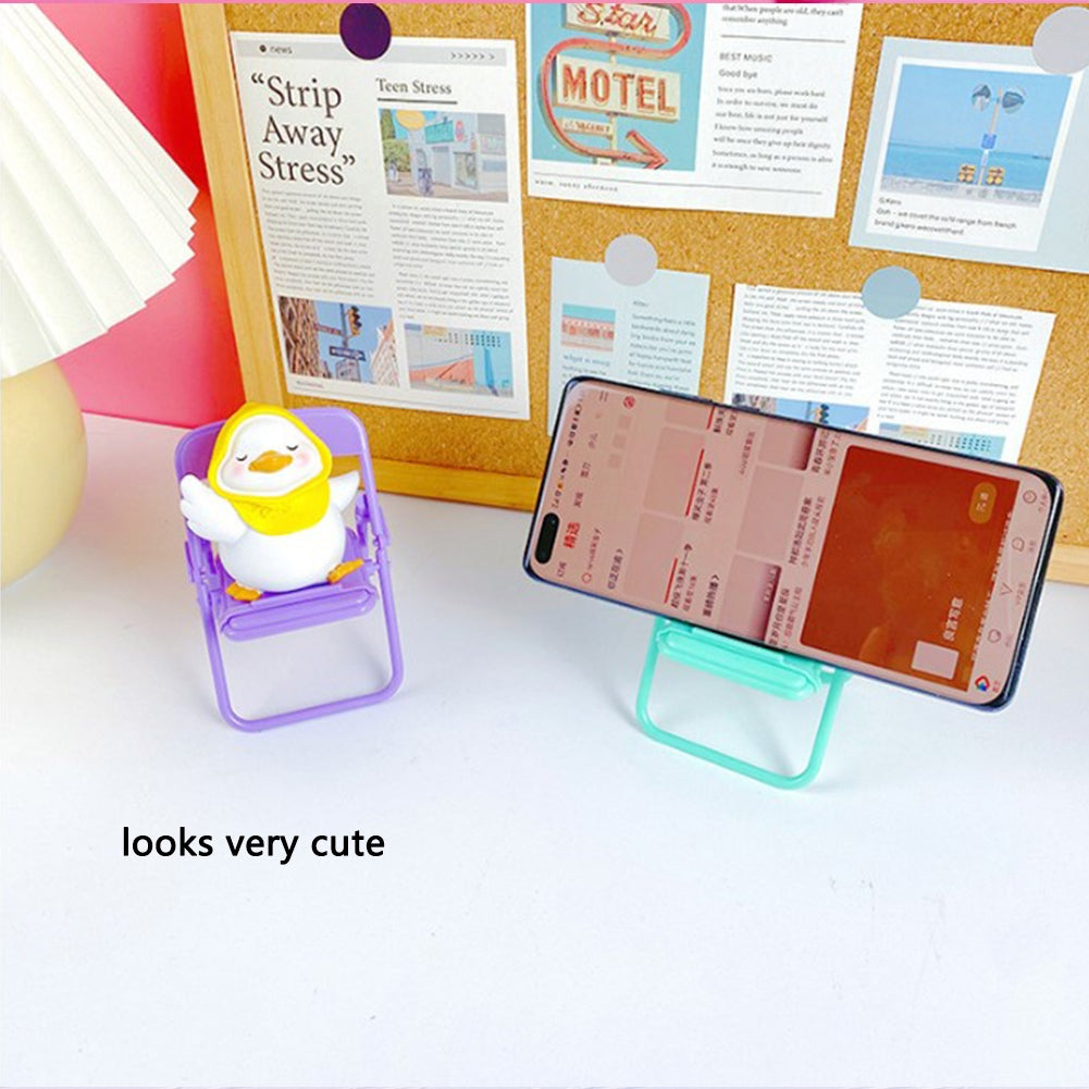 Mini Chair Shape Mobile Phone Stand Portable Cute Colorful Adjustable Folding Stool Lazy Phone Desktop Holder yellow