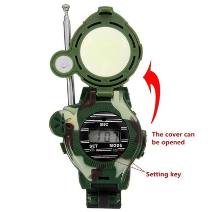 2Pcs 7 in 1 Kids Children Toys Girls Boys Watches Interphone Outdoor Games Toys 26*4*6cm English version of military walkie-talkie watch 189g