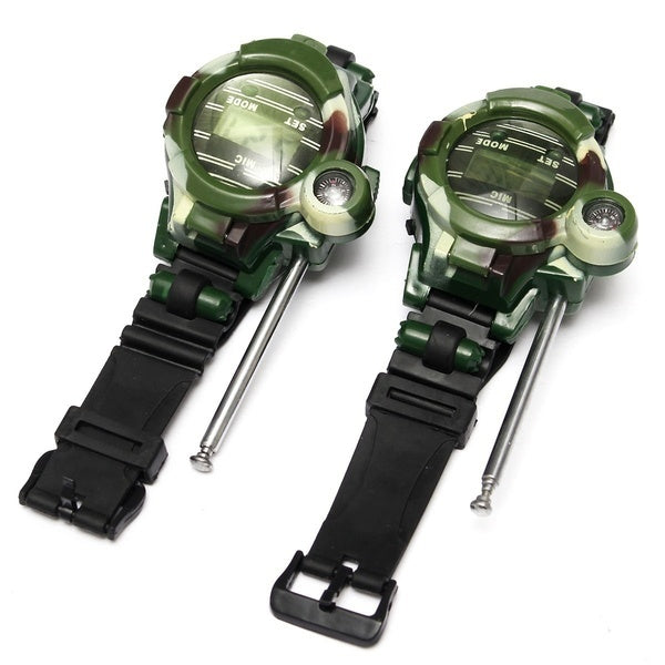 2Pcs 7 in 1 Kids Children Toys Girls Boys Watches Interphone Outdoor Games Toys 26*4*6cm English version of military walkie-talkie watch 189g