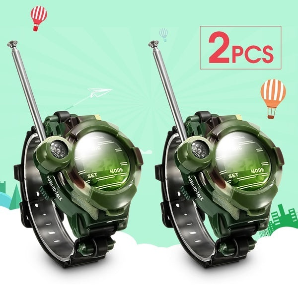 2Pcs 7 in 1 Kids Children Toys Girls Boys Watches Interphone Outdoor Games Toys 26*4*6cm English version of military walkie-talkie watch 189g