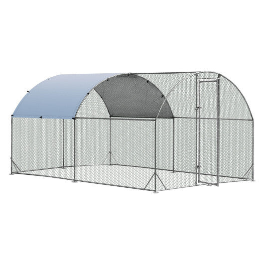 6.2 Feet/12.5 Feet/19 FeetLarge Metal Chicken Coop Outdoor Galvanized Dome Cage with Cover-M - Color: Black - Size: 12.5 ft