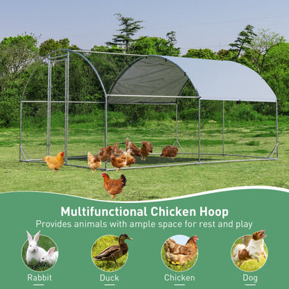 6.2 Feet/12.5 Feet/19 FeetLarge Metal Chicken Coop Outdoor Galvanized Dome Cage with Cover-M - Color: Black - Size: 12.5 ft