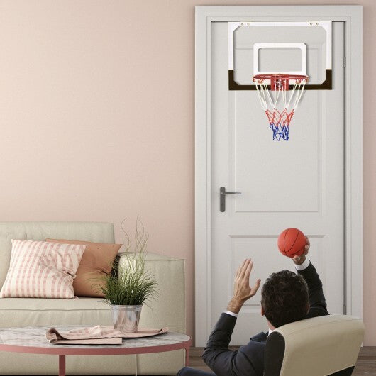 Over-The-Door Mini Basketball Hoop Includes Basketball and 2 Nets - Color: Multicolor