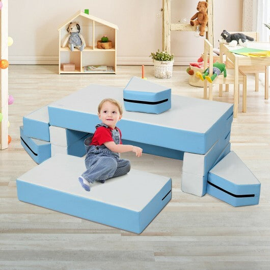 4-in-1 Crawl Climb Foam Shapes Toddler Kids Playset-Blue - Color: Blue