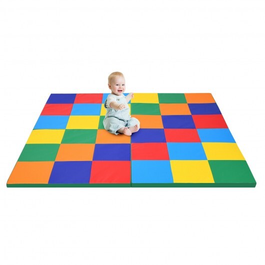 58 Inch Toddler Foam Play Mat Baby Folding Activity Floor Mat - Color: Multicolor