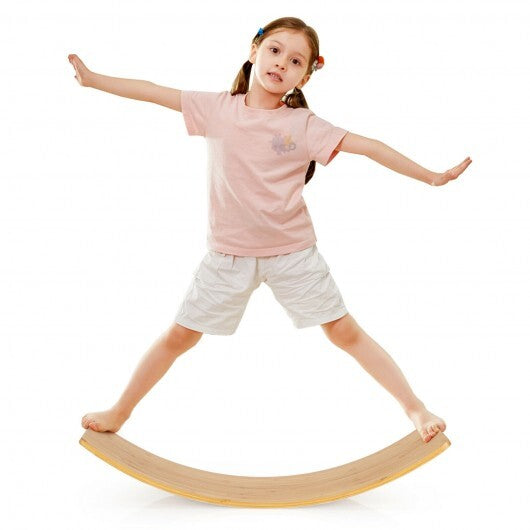 35.5 Inch Wooden Wobble Balance Board for Toddler and Adult - Color: Natural