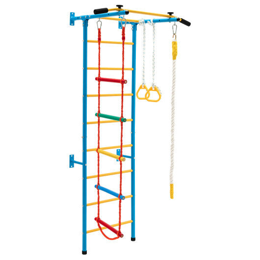 5 In 1 Kids Indoor Gym Playground Swedish Wall Ladder-Yellow