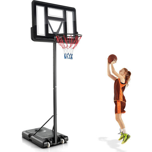 4.25-10 Feet Adjustable Basketball Hoop System with 44 Inch Backboard-A - Color: Black