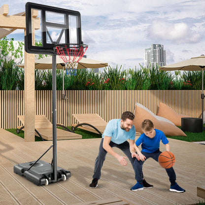 4.25-10 Feet Adjustable Basketball Hoop System with 44 Inch Backboard-A - Color: Black