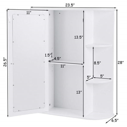 White Bathroom Wall Mounted Medicine Cabinet with Storage Shelves