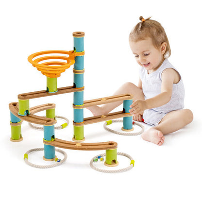 Bamboo Build Run Toy with Marbles for Kids Over 4