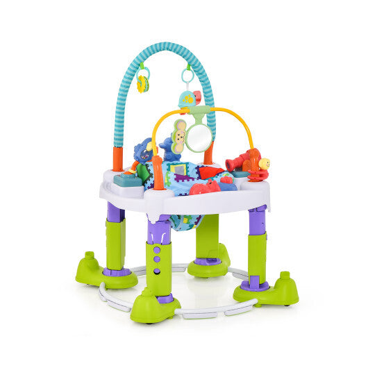 4-in-1 Baby Bouncer Activity Center with 3 Adjustable Heights-Green