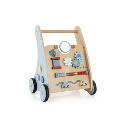 Wooden Baby Push and Pull Walker with Multi-Activity Learning Center