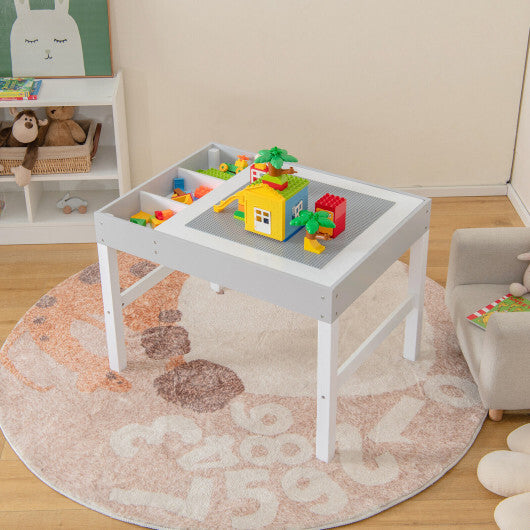 3 in 1 Wooden Kids Table with Storage and Double-Sided Tabletop-White