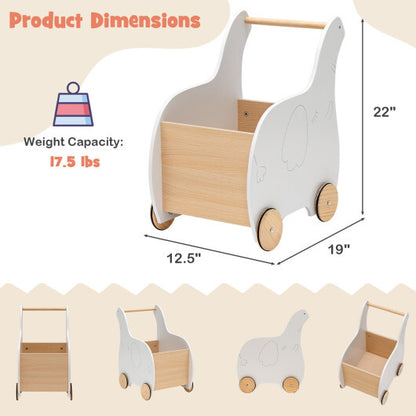 Kids Wooden Shopping Cart with Rubber Wheels