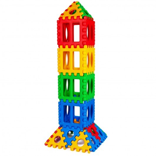 32 Pieces Big Waffle Block Set Kids Educational Stacking Building Toy - Color: Multicolor