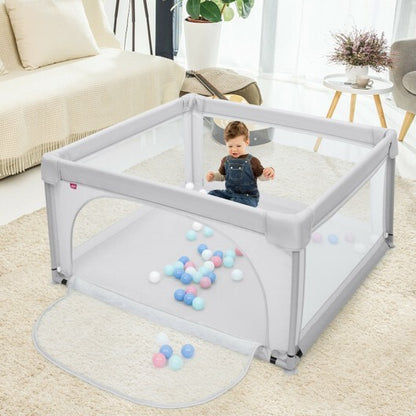 Large Safety Play Center Yard with 50 Balls for Baby Infant-Gray - Color: Gray