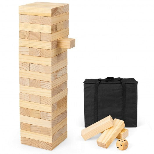 54 Pieces Tumbling Timber Toy with Carrying Bag - Color: Natural