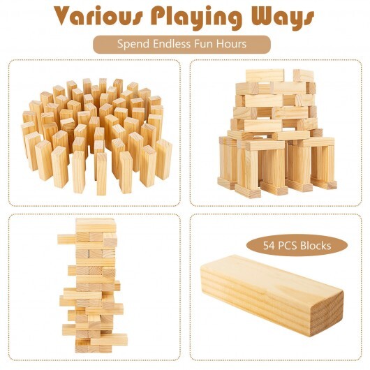 54 Pieces Tumbling Timber Toy with Carrying Bag