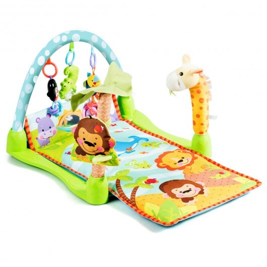 4-in-1 Baby Play Gym Mat with 3 Hanging Educational Toys