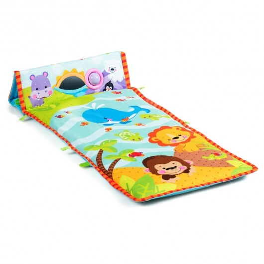 4-in-1 Baby Play Gym Mat with 3 Hanging Educational Toys - Color: Multicolor