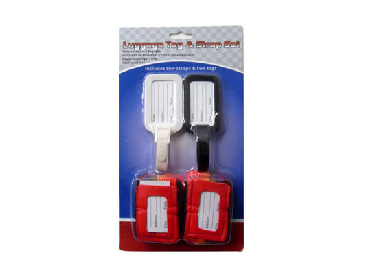 Luggage tag and strap set pack of 4 ( Case of 16 )