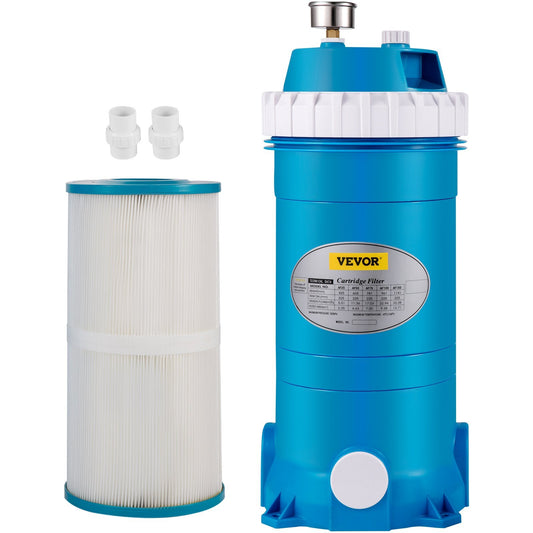 VEVOR Pool Cartridge Filter, 50Sq. Ft Filter Area Inground Pool Filter, Above Ground Swimming Pool Cartridge Filter System w/Polyester Cartridge,Corrosion-proof,Auto Pressure Relieve,2 Unions Included