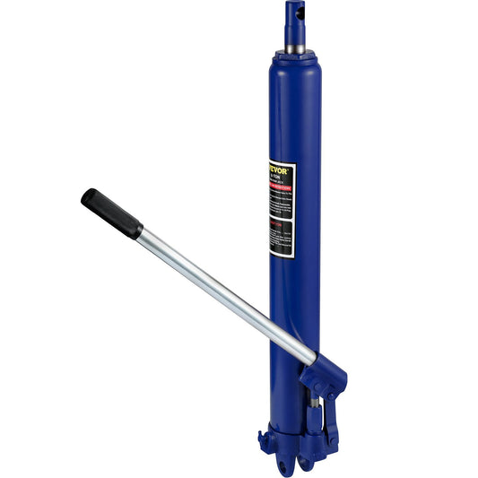 VEVOR Hydraulic Long Ram Jack, 8 Tons/17363 lbs Capacity, with Single Piston Pump and Clevis Base, Manual Cherry Picker w/Handle, for Garage/Shop Cranes, Engine Lift Hoist, Blue