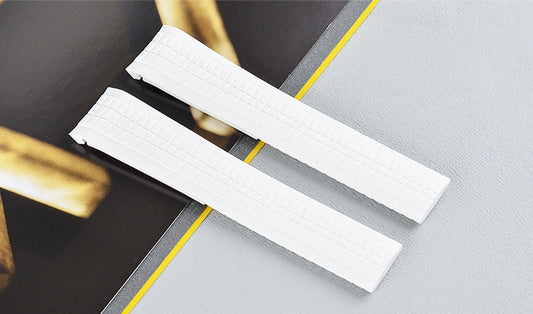 Color: White, Size: 21mm Silver Buckle - Rubber Watch Strap Baida ''silicone Strap 21mm Folding Buckle