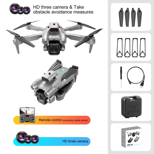 Color: Gray, Specifications: Single Battery - S92 Remote-controlled Unmanned Vehicle Double Three Camera Optical Flow Positioning Quadcopter