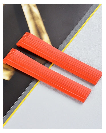 Color: Red, Size: 21mm Silver Buckle - Rubber Watch Strap Baida ''silicone Strap 21mm Folding Buckle