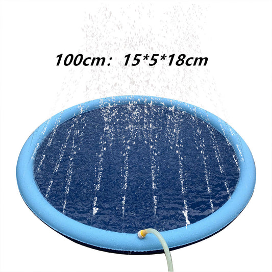Color: Blue100cm - Kid Pet Simulation Sea Level Outdoor Inflatable Splash Mat Water Spray Game Pad Kids Educational Toys For Children Gift