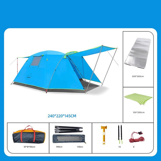 Color: Blue, style: Picnic mat moistureproof mat - Four Person Outdoor Camping Space Folding And Thickening Tent Rain And Sun Proof Outdoor