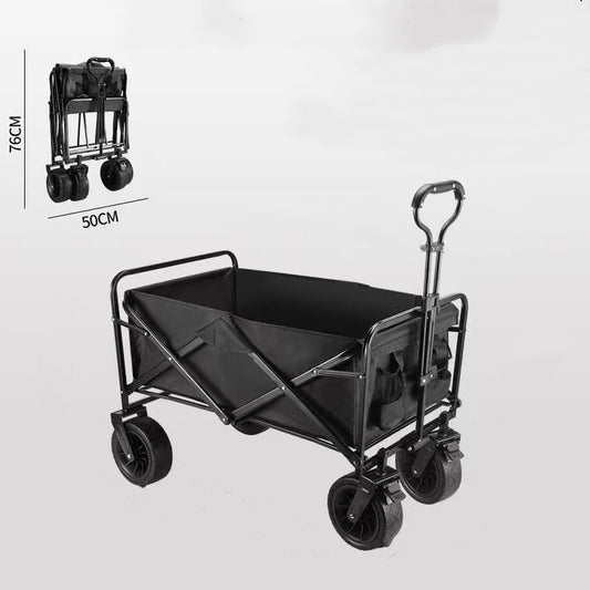 Color: Black - Outdoor Picnic Camping Folding Gathering Trolley