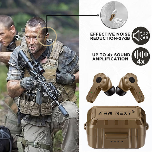 Tactical Noise Reduction Headset Rechargeable Pickup Hearing Shooting Earplugs