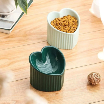 Optimally Elevated Heart Shape Porcelain Cat Bowl